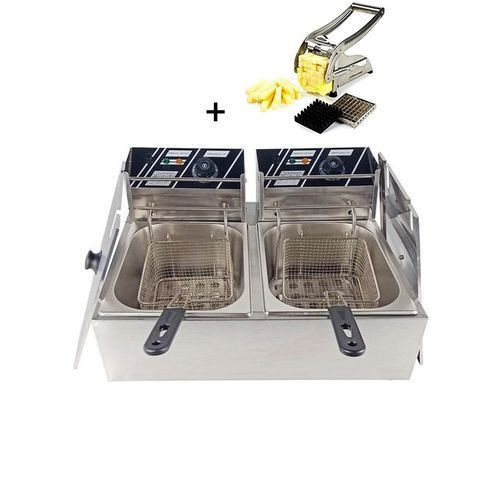 Wngreat Commercial Deep Fryer 12Ltr + Free Potato Chipper - Silver