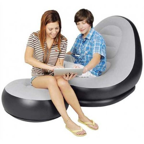 Comfortable Sofar Chair With Footrest Air/Free Pump - Grey, Black