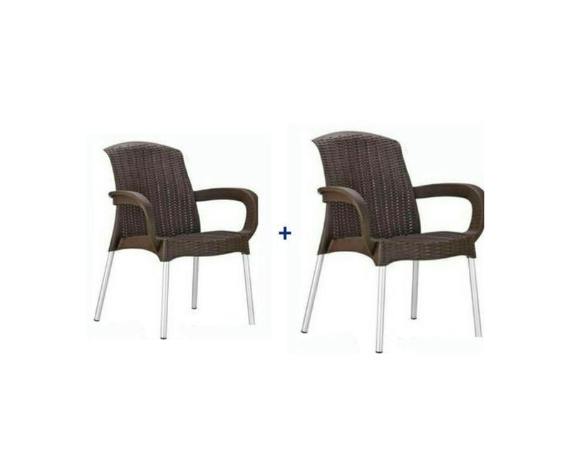 Pair of Portable Outdoor Plastic Arm Chairs