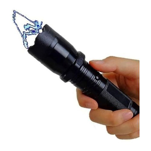 Self-Defense Flashlight Rechargeable Self-Defense Electric Shock Pointer Torch-Black