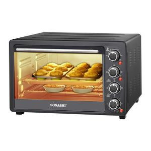 Sonashi 45 Liters / 45l Extra Large Electric Oven, Air fryer, Bake, Toast, Roast, Reheat, Pizza - Black
