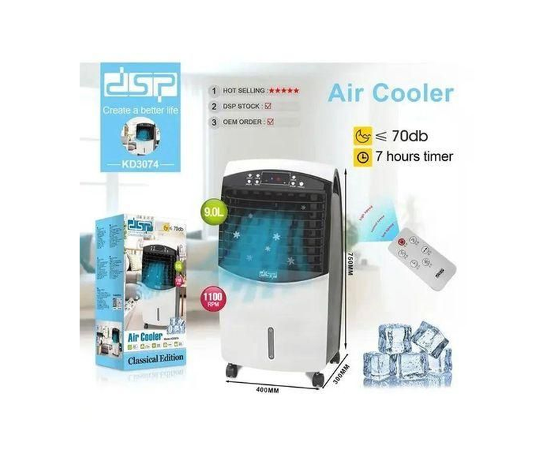 Dsp 9L Portable Heavy Duty Built Electric Air Cooler / Air Conditioner For Homes With Remote Control-Multicolour