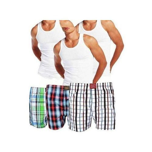 Bundle Of 3 Vests And 3 Checkered Men's Boxers-Multicolor /M,L,XL,2XL