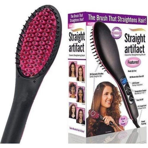 2 In 1 Electric Hair Straightening And Curling Iron-Black Pink
