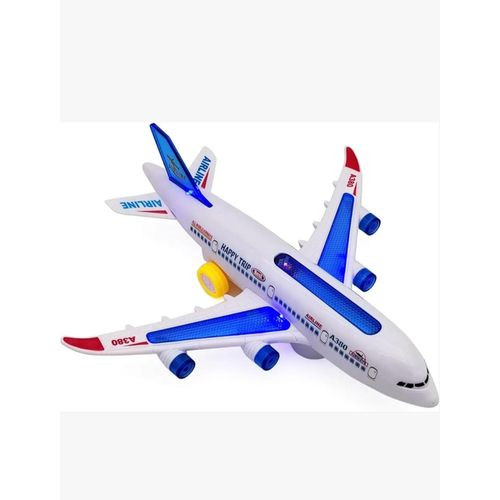 Baby Toddler Electric Airplane Vehicle Car Toy Electronic Plane Aircraft, Automatic Driving, Music, Flash Light Kids Birthday Gifts - Multicolor