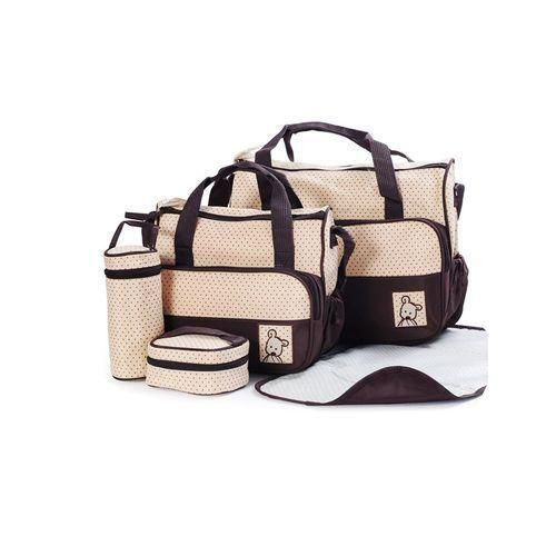 5 in 1 Multi-Function Baby Diaper Changing Bag Set - Brown