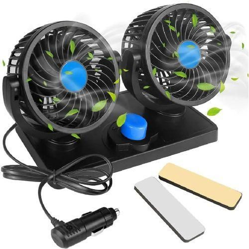 ModifyStyle Car Dashboard 12V Electric Fan with Dual Head 360 degree rotatable