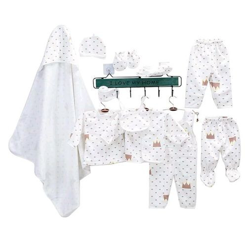 Newborn baby 11 pcs fleece gifts set - White Multiple Designs