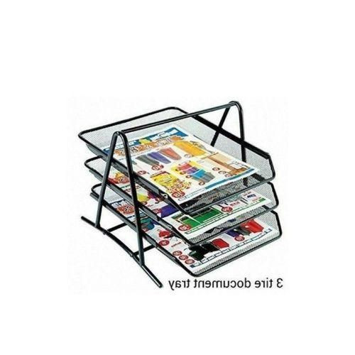 Document Tray 3 Tier + 2 Free Blue Pens + 1 Free Black Maker - Black