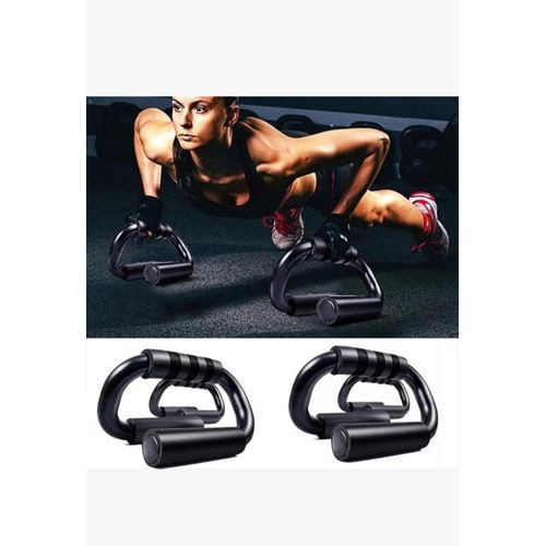 Push Up Bar Double Handle Steel For Home Gym Exercise Equipment Men & Women Parallel Pair Set Kit Foam Grip Calisthenics Workout Handstand Portable Toned Chest Upper Body Strength - Multicolor