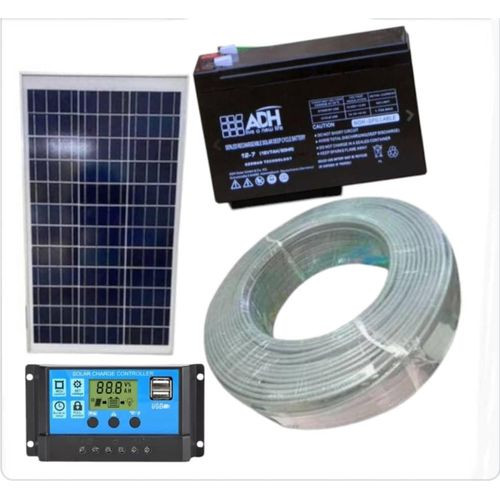 50W Solar Panel Kit, 24AH Solar Battery, 10AH Controller, 50M Cable Roll -Black
