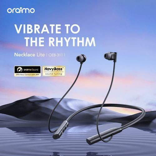 Oraimo Necklace Lite Call Vibration Wireless Headphones With Heavy Bass - Black/Green