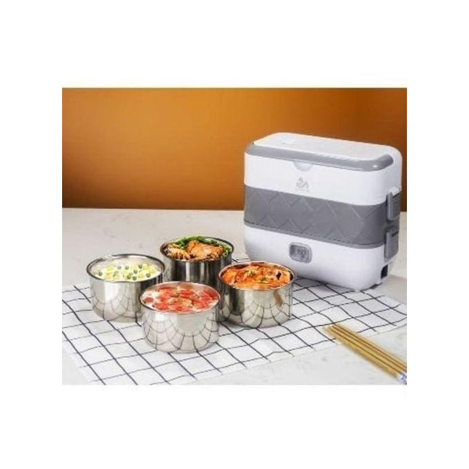 Portable Electric Lunch Box Heating Food Steamer Container, White