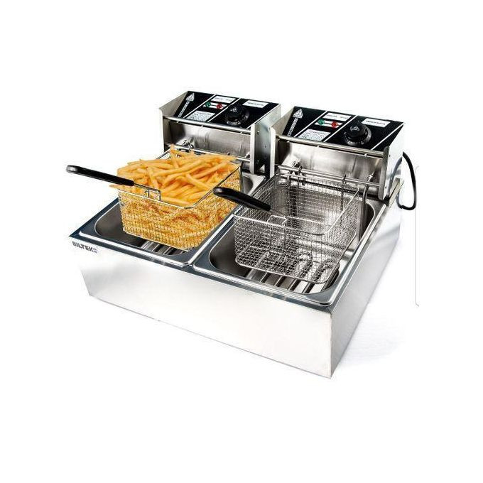 Nima 12L Stainless Steel Double Deep Fryer - Silver