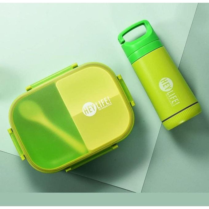 Lunch Box Food Container With Water Bottle- Multi-Color