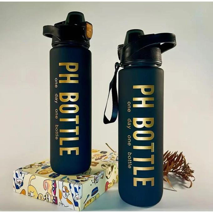 1.0L MEN'S PORTABLE LARGE CAPACITY PLASTIC WATER BOTTLE- Black