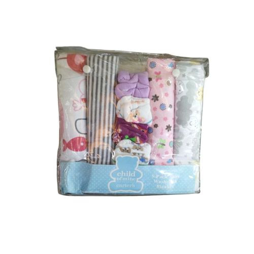 5 Pieces Pack Of Baby Washcloths And Blanket With Multiple Designs And Colors - Multicolor