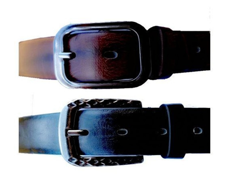 2pack of Men's Faux Leather Belts ,Buckle design vary - Brown,Black