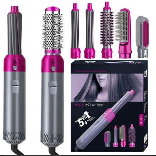 5 In 1 Electric Hair Dryer Hair Curler Set Detachable Styler Hot Air Brush - Multicolor