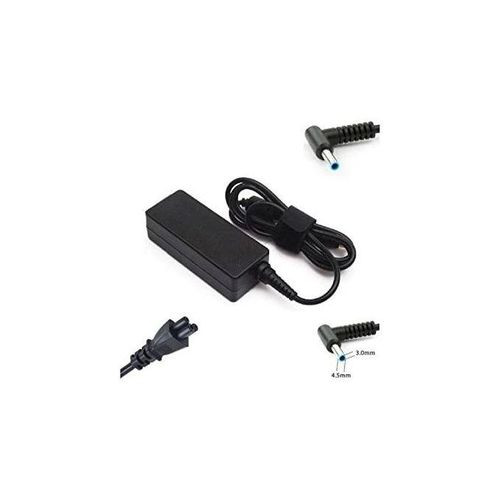 HP Full Small Pin Laptop Adapter Charger + Power Cable - Black