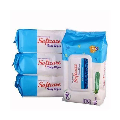 Soft Care 4Pieces Of Baby Wet Wipes 80pcs Value Pack- Multicolor