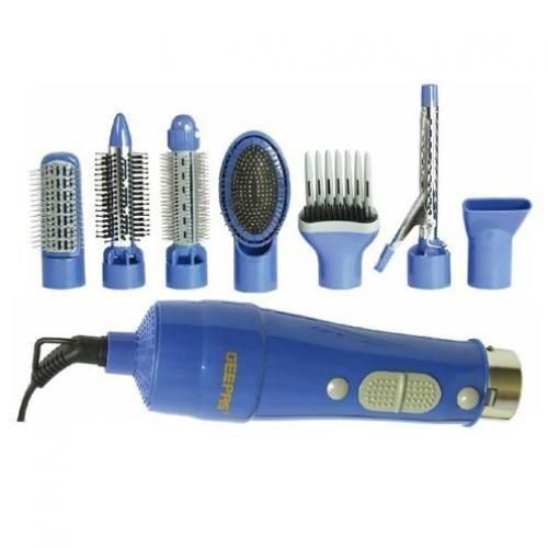 Geepas 8 In 1 Portable Electric Hair Styler And Blow Dryer - Blue/Pink