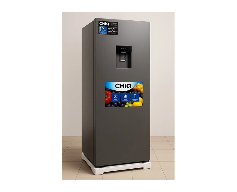Chiq 230L FRIDGE SINGLE DOOR SILVER with WATER DISPENSER