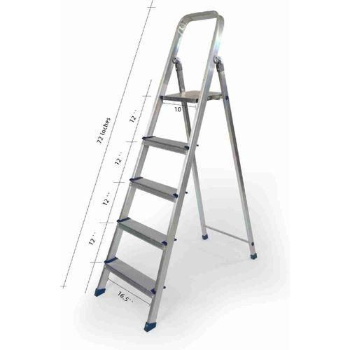 Aluminium 4 Steps Multipurpose Foldable Ladder - Silver