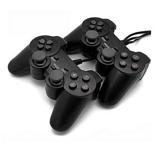 Twin USB GamePad Double Shock Controller Joystick For PC With Analaogue Details - black
