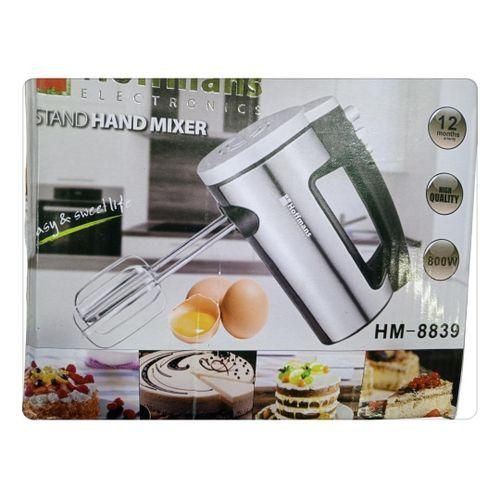 Hoffmans 5 Speed Hand Mixer With Chrome Beater, Dough Hook - Silver..