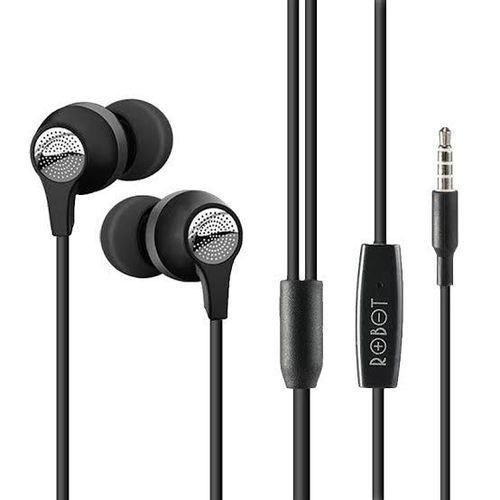 Robot In-Ear Speaker Stereo Sound Wired Earphones With Mic - Black