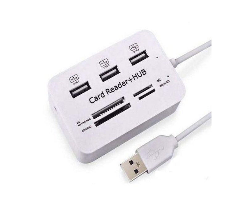 USB HUB 3.0 3Port USB + Card Reader Combo-Silver