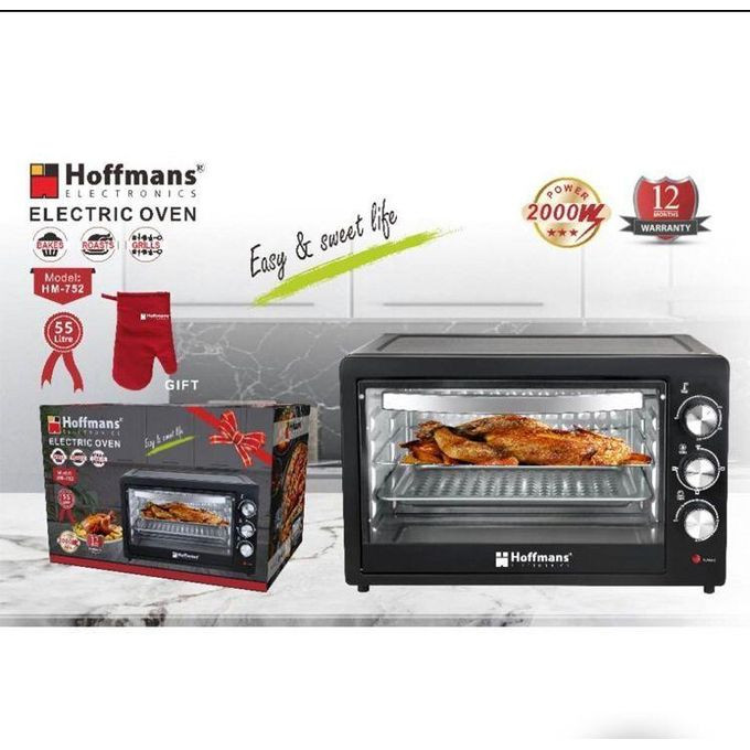 Hoffmans 55L/ 55 Liters Electric Oven With Rotisserie - Black