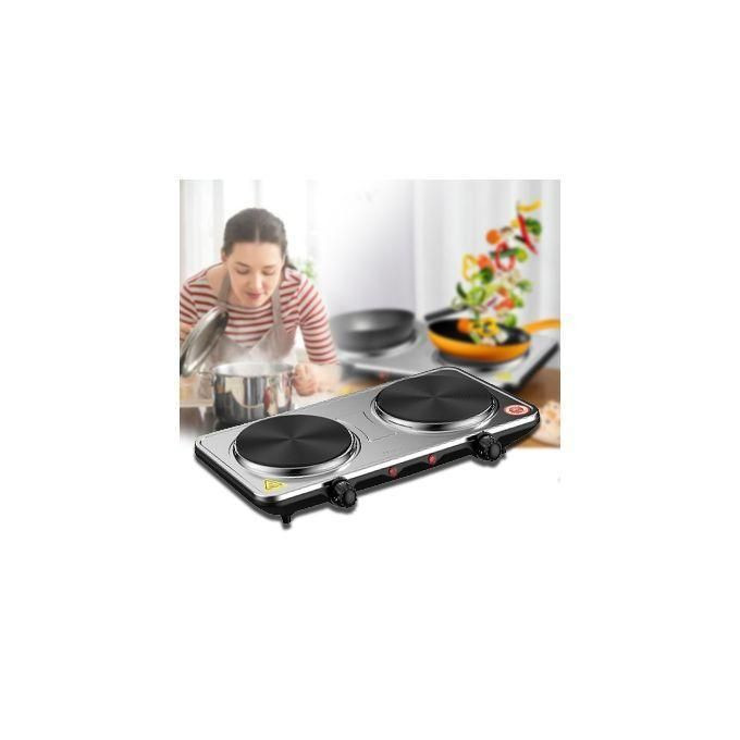 Sokany Dual Electric Stove With 5 Temperature Settings - Silver