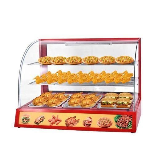 32 Kg , 38 X 18 X 24 Inch Big Commercial Electric Curved Glass Hot Snacks Countertop Food Warmer Fried Chicken Hot Warming Cabinet With 3 Tiers Warmer Display Showcase With Constant Temperature Control For Sandwich Milk Pizza Pies Pastries- Red