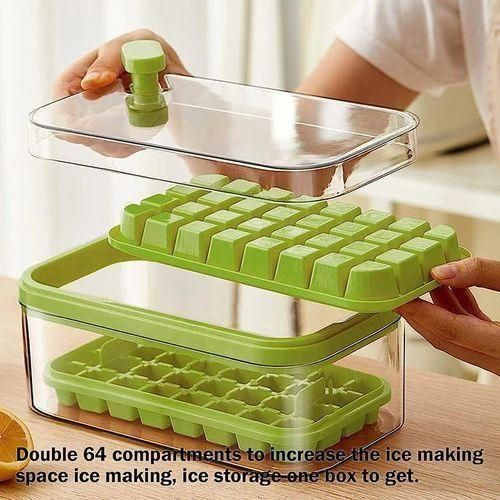 32/64grid Pressing Style Ice Mold Box Plastics Ice Cube Maker With Lid Ice Tray Mold With Storage Box Chilling Tea Dropshipping