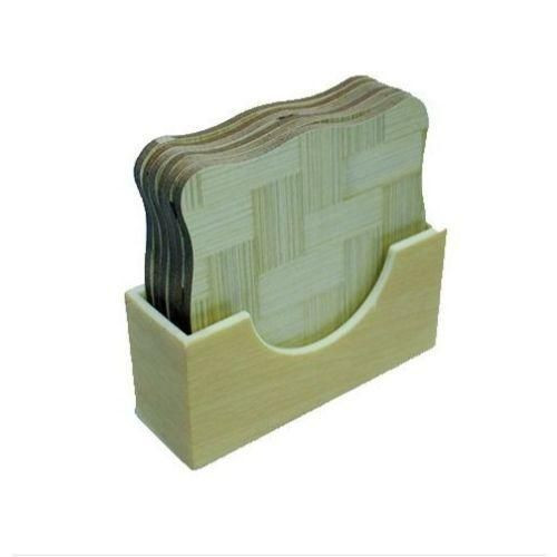 Set Of 6pc Sq Glass Covers Wooden - Brown