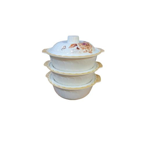 Melamine Serving Dishes, A Set Of 3-White