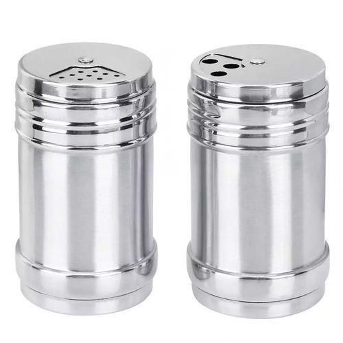 2 Pieces Stainless Steel Salt Pepper Spices Shakers