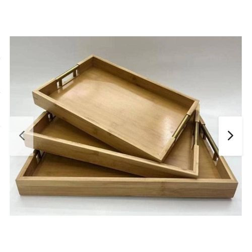 3Pc Bamboo Trays - Brown