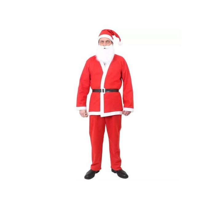 5 Piece Adults Santa Claus Suit Father Christmas Costume Xmas Mens-Red and White