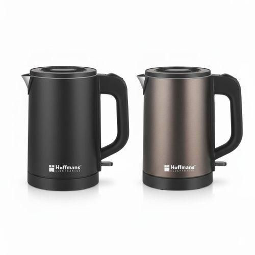 New Hoffmans HM-2563 Compact Electric Kettle 0.8L, 800W Fast Boil with Double-Wall Stainless Steel Design - Black/Bronze