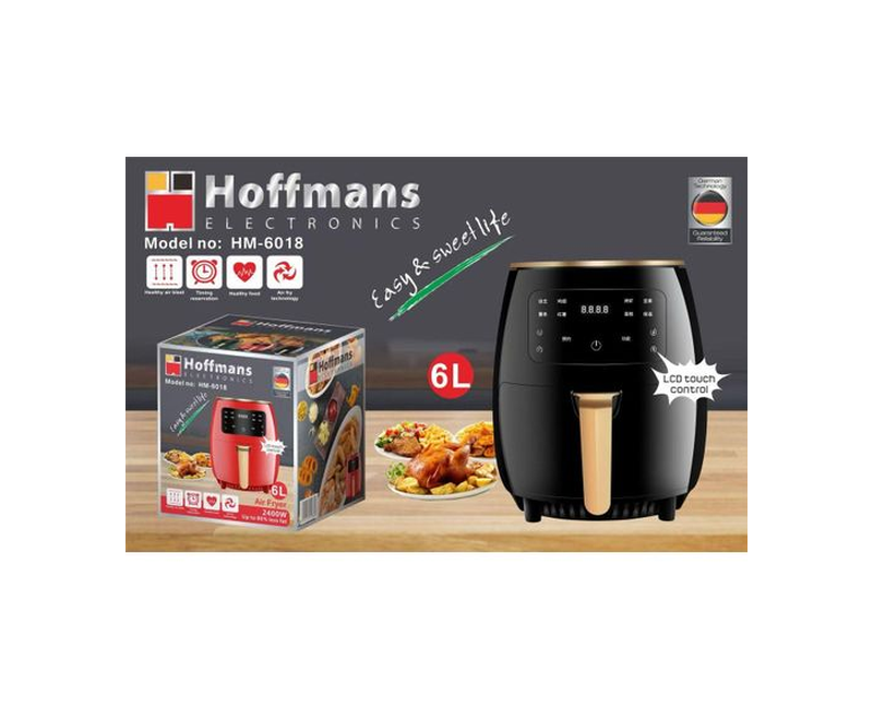 Hoffmans HM-6018 Digital Air Fryer – 6L, 2400W With LCD Touch Control - Black