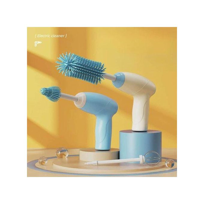 Rechargable Electric Baby Bottle Cleaning Brushes Set For Baby Milk Bottle Nipple Straw, Silicone Bristle Baby Bottle Cleaner Brush With Lid Cleaning Brush For 360° Movable Easy Cleaning Brush