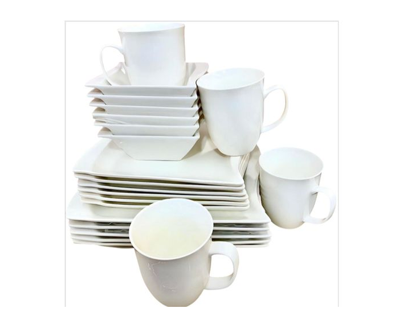 6 Cups , 6 Square Bowls , 6 Square Dinner Plates