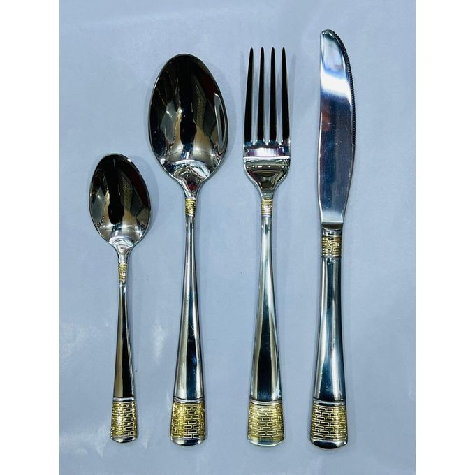 24Pcs Set of Spoon Fork Knife Cutlery Set Silver