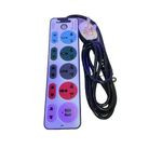 Longan 8 Way Extension Cable With USB Ports - Multi-colour