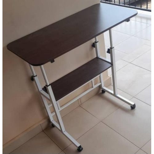 Adjustable Height Laptop Table With Shelf And Wheels(Not Assembled)-Multicolor