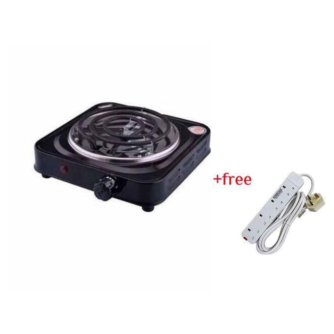 Single Coil Hot Plate, Electric Plus A Free 4 way extension- Black