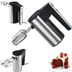 Electric Handmixer With Hook For Kneading Dough And Beaters For Stirling When Baking-Silver/Black